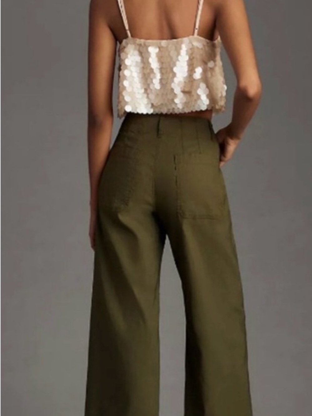 Super popular Maeve Colette Olive Green Wide-Leg crop pants Maeve